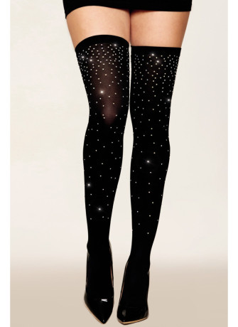 Bas fantaisie noir avec strass - DG0459BLK